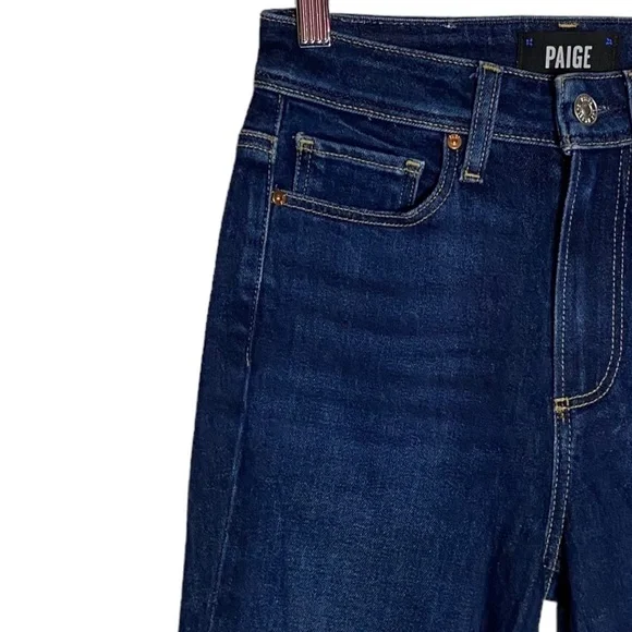 Paige Margot Skinny Jeans Denim High Rise Skinny Leg Dark Blue Wash 24 - Picture 7 of 16